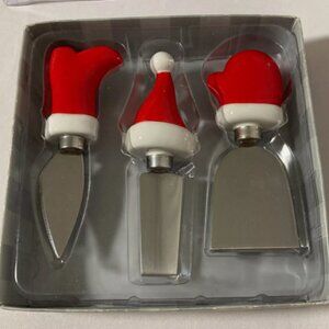 Department 56 Cheese Knife Set Of 3 Santa Christmas Ceramic Handle